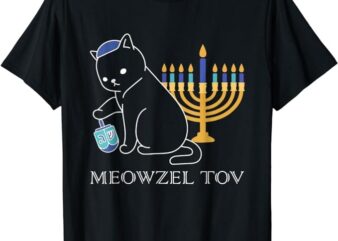 Meowzel Tov Dreidel Menorah Cat Happy Hanukkah Cat Lovers T-Shirt PNG File