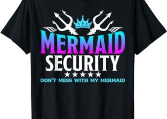 Mermaid Security Family Birthday Halloween Costume Boys Men T-Shirt
