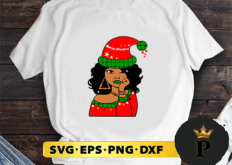 Merry Christmas Black Girl SVG, Merry Christmas SVG, Xmas SVG PNG DXF EPS t shirt designs for sale