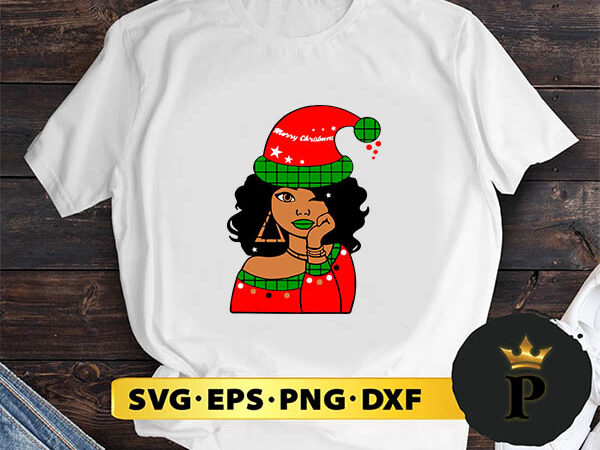 Merry christmas black girl svg, merry christmas svg, xmas svg png dxf eps t shirt designs for sale