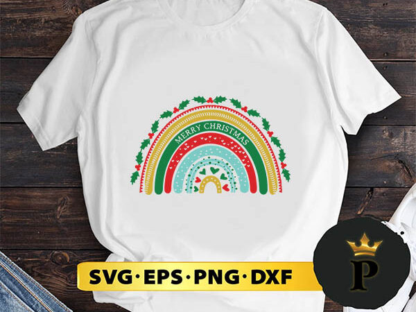 Merry christmas rainbow svg, merry christmas svg, xmas svg png dxf eps t shirt designs for sale