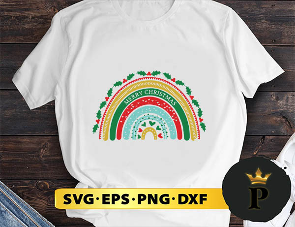 Merry Christmas Rainbow SVG, Merry Christmas SVG, Xmas SVG PNG DXF EPS