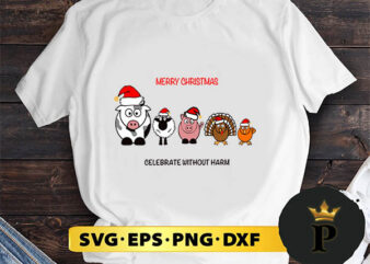 Merry Christmas Vegan Animals SVG, Merry Christmas SVG, Xmas SVG PNG DXF EPS