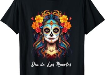 Mexican Sugar Skull Girl Halloween Dia De Los Muertos T-Shirt PNG File