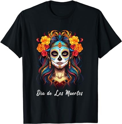 Mexican Sugar Skull Girl Halloween Dia De Los Muertos T-Shirt PNG File ...