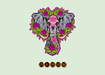 Mexican floral elephant ornament t shirt designs for sale