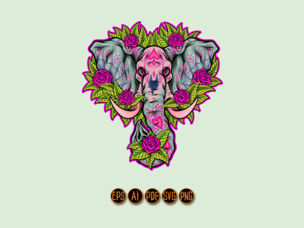 Mexican floral elephant ornament t shirt designs for sale