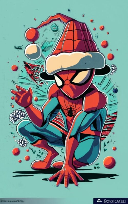 a Spiderman warring Christmas hat PNG File