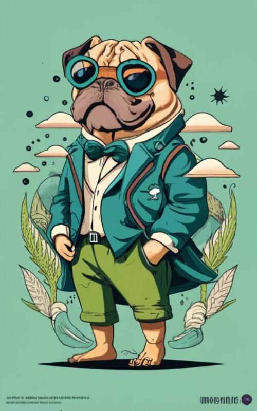 a Stoned Pug, Front Facing PNG File