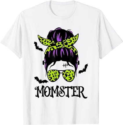 Momster shirt womens halloween messy bun mom ster t-shirt png file