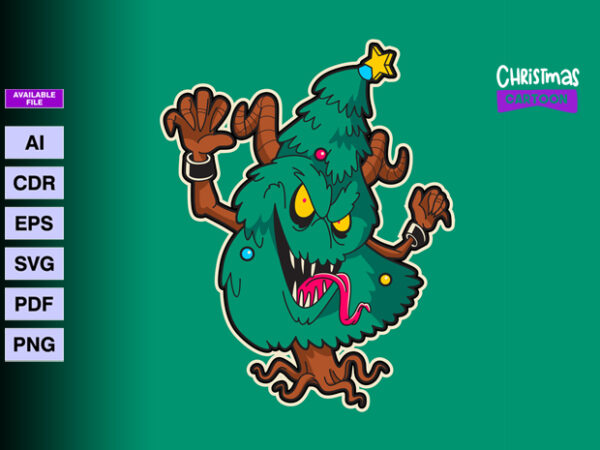 Monster christmas tree t shirt designs for sale