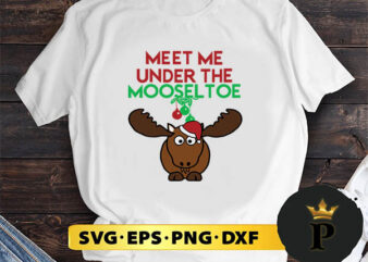 Mooseltoe Funny Christmas Moose Mistletoe Holiday SVG, Merry Christmas SVG, Xmas SVG PNG DXF EPS