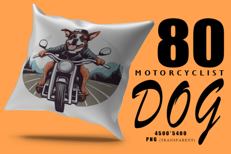 Motorcyclist Dog Clipart Illustration Bundle for Print on Demand Design