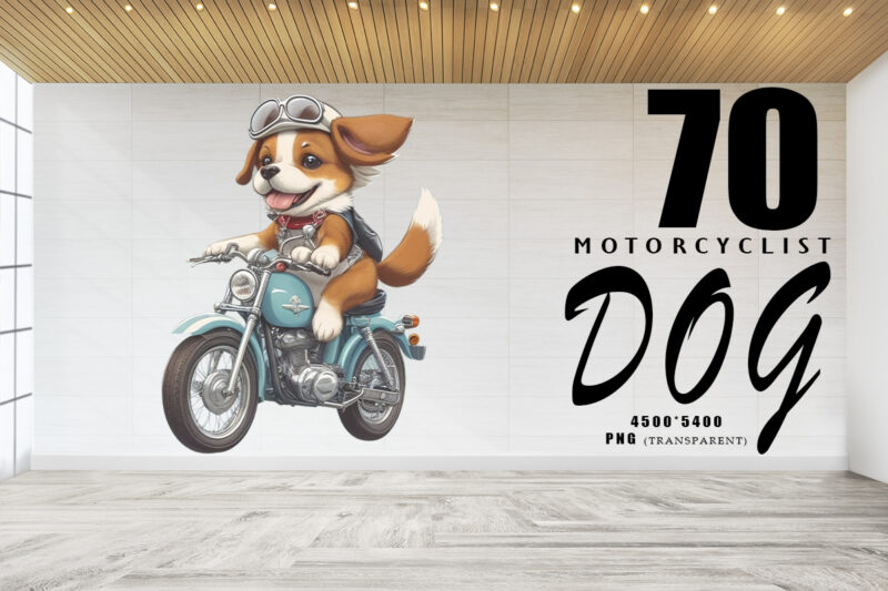 Motorcyclist Dog Clipart Illustration Bundle for Print on Demand Design