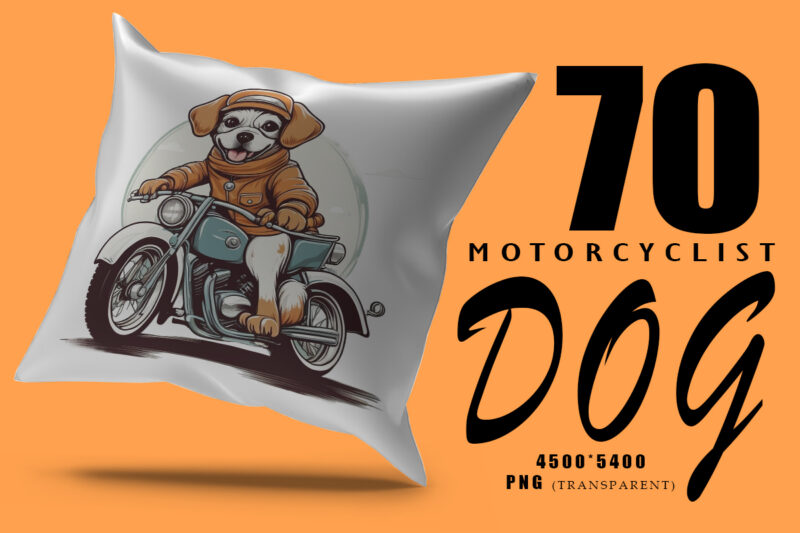 Motorcyclist Dog Clipart Illustration Bundle for Print on Demand Design