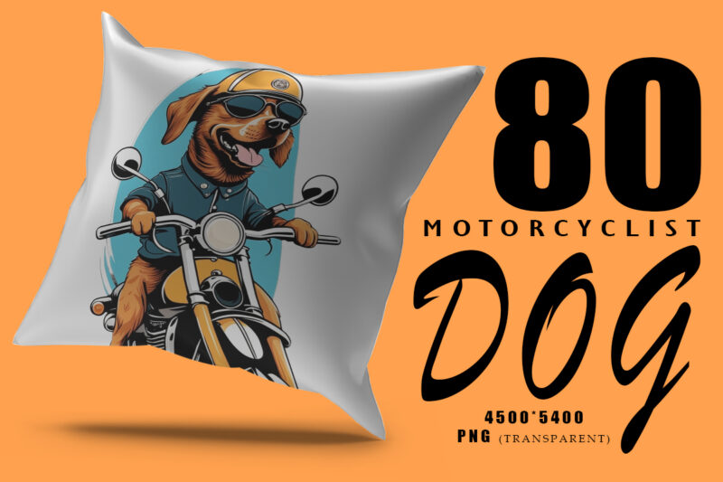 Motorcyclist Dog Clipart Illustration Bundle for Print on Demand Design