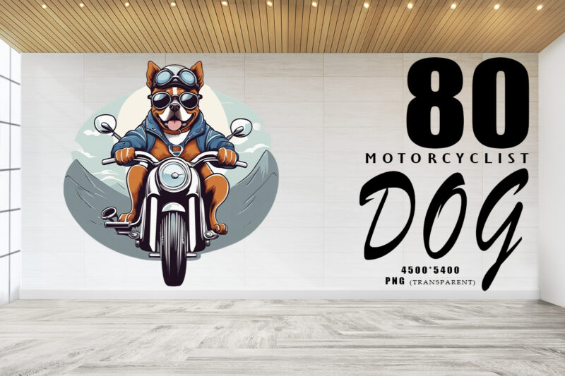 Motorcyclist Dog Clipart Illustration Bundle for Print on Demand Design