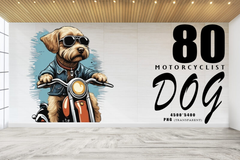 Motorcyclist Dog Clipart Illustration Bundle for Print on Demand Design