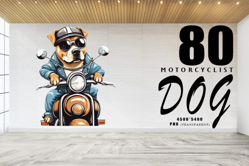 Motorcyclist Dog Clipart Illustration Bundle for Print on Demand Design