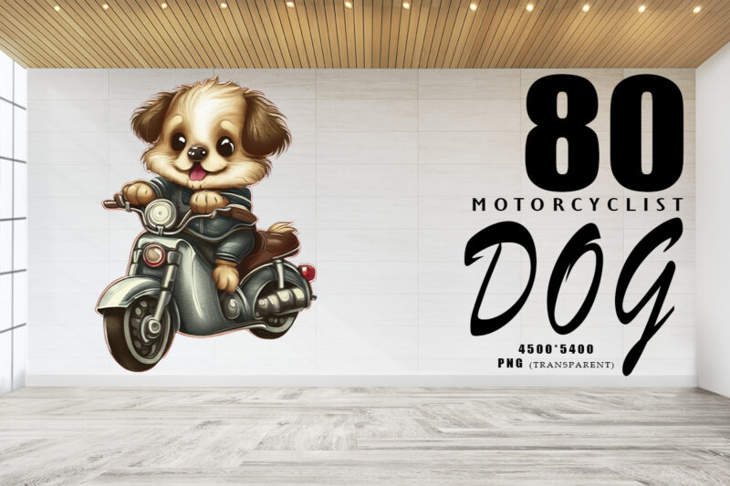 Motorcyclist Dog Clipart Illustration Bundle for Print on Demand Design