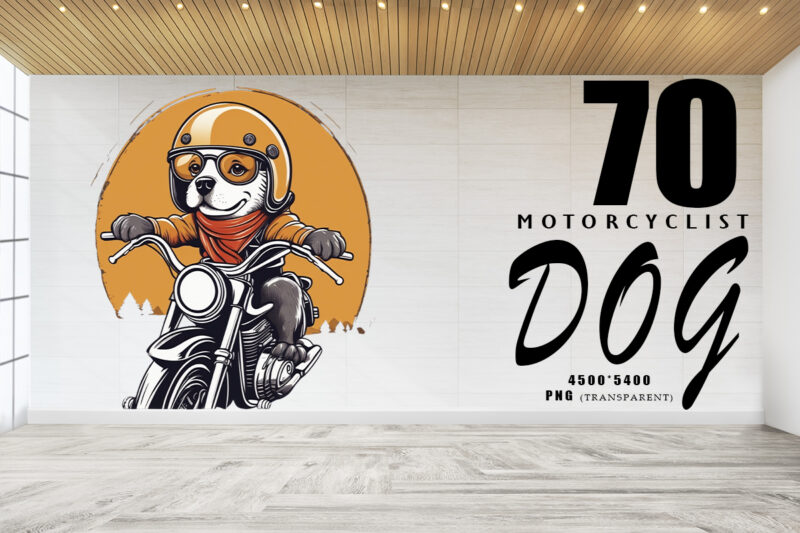 Motorcyclist Dog Clipart Illustration Bundle for Print on Demand Design