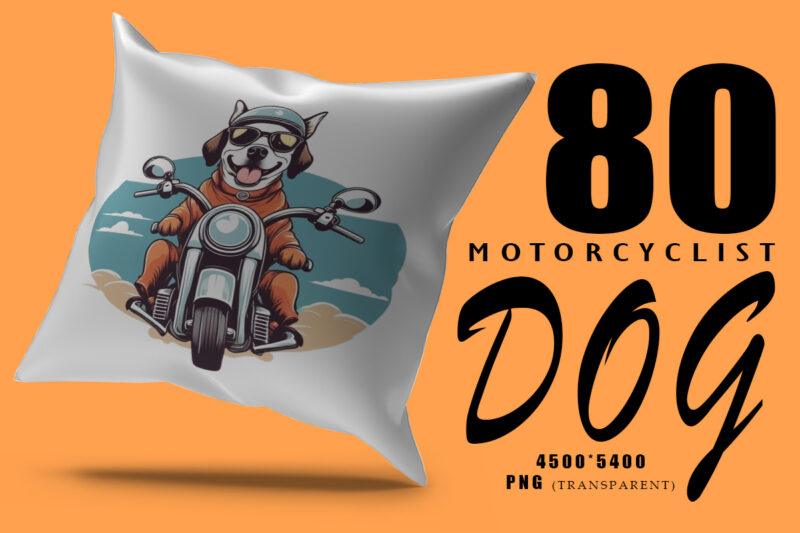 Motorcyclist Dog Clipart Illustration Bundle for Print on Demand Design