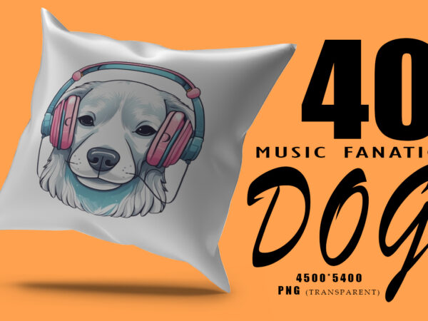 Music fanatic dog wearing headphone clipart illustration bundle for print on demand design