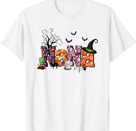 Nana halloween witch hat pumpkin spooky family matching t-shirt png file