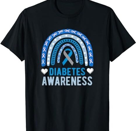 National diabetes awareness month blue ribbon rainbow t-shirt png file