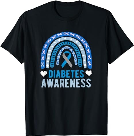 National Diabetes Awareness Month blue ribbon Rainbow T-Shirt PNG File