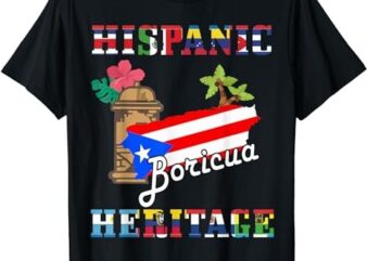 National Hispanic Heritage Month Puerto Rico Flag Boricua T-Shirt PNG File