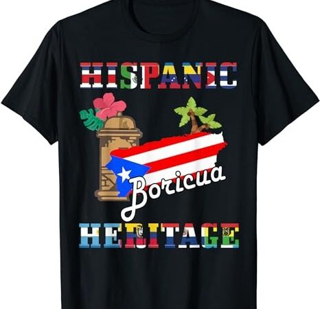 National hispanic heritage month puerto rico flag boricua t-shirt png file