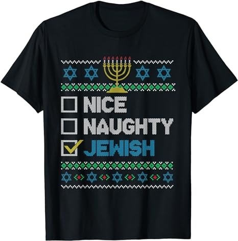 Nice Naughty Jewish Happy Hanukkah Chanukah Ugly Sweater T-Shirt PNG File