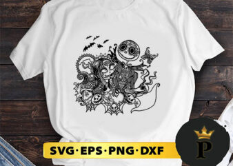 Nightmare Before Christmas Mandala SVG, Merry Christmas SVG, Xmas SVG PNG DXF EPS T shirt vector artwork