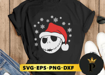 Nightmare Before Christmas Santa Hat Jack Skellington Face SVG, Merry Christmas SVG, Xmas SVG PNG DXF EPS