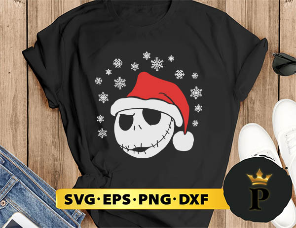 Nightmare Before Christmas Santa Hat Jack Skellington Face SVG, Merry Christmas SVG, Xmas SVG PNG DXF EPS