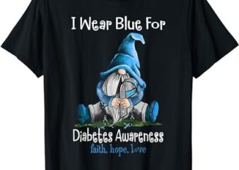 November Diabetes Awareness Month Funny Gnomes Wear Blue T-Shirt PNG File