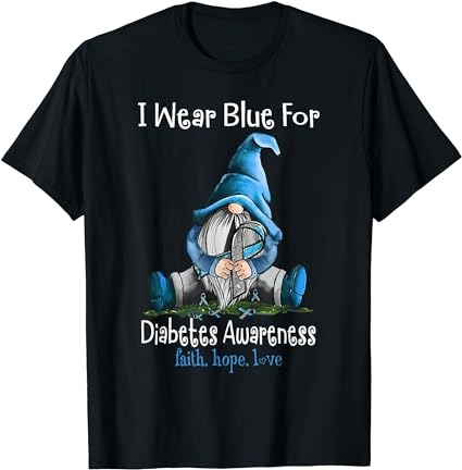 November diabetes awareness month funny gnomes wear blue t-shirt png file