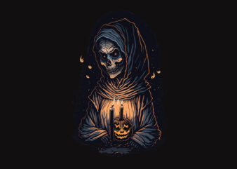 Spooky Nun Lantern Halloween Tshirt Design