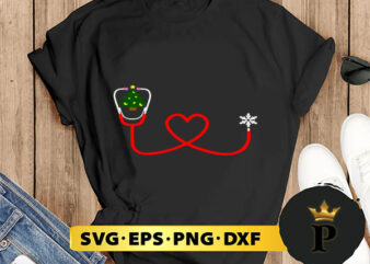 Nurse Christmas Tree Snowflake Stethoscope SVG, Merry Christmas SVG, Xmas SVG PNG DXF EPS