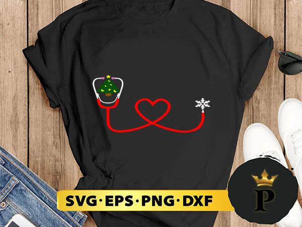 Nurse christmas tree snowflake stethoscope svg, merry christmas svg, xmas svg png dxf eps T shirt vector artwork