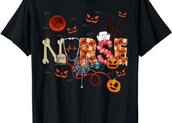 Nurse Funny Stethoscope Nurse Pumpkin Skull Lover Halloween T-Shirt PNG File