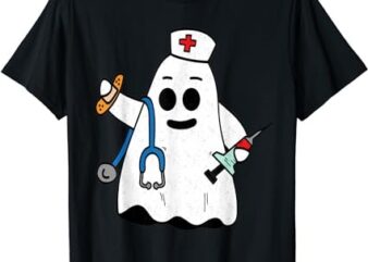 Nurse Ghost Scrub Cute Halloween Costume For Nurses Women RN T-Shirt PNG File