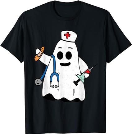 Nurse ghost scrub cute halloween costume for nurses women rn t-shirt png file