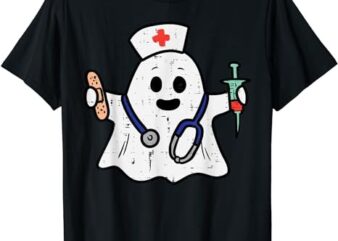 Nurse Ghost Scrub Top Halloween Costume For Nurses Women RN T-Shirt png file