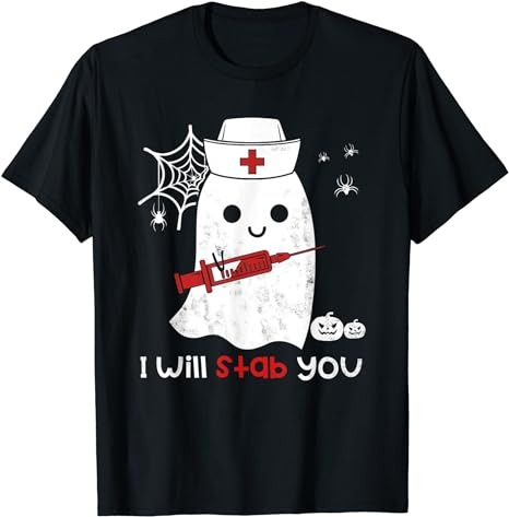 Nurse ghost I will stab you t-shirt funny Halloween Gift PNG File