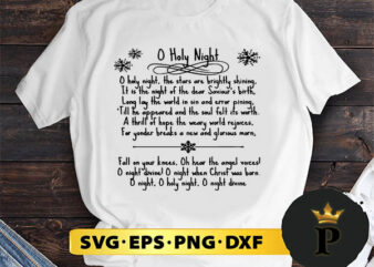 O Holy Night Christmas Carol Music Song Lyrics SVG, Merry Christmas SVG, Xmas SVG PNG DXF EPS