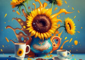 OFELIA yellow sunflowers for t-shirt, fantasy art, sci-fi,and cup cofee hot PNG File