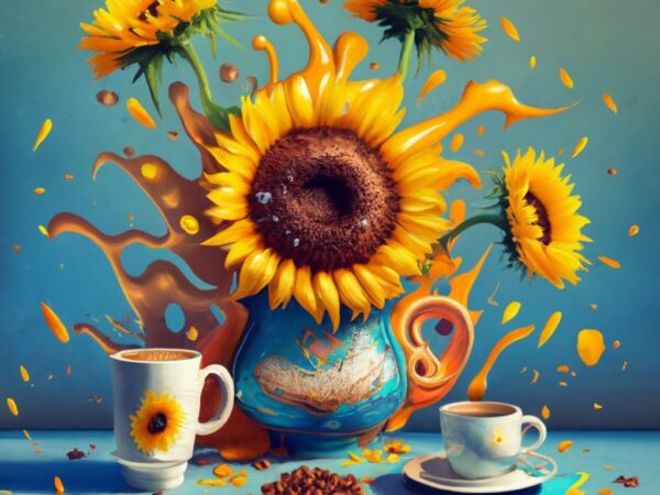 Ofelia yellow sunflowers for t-shirt, fantasy art, sci-fi,and cup cofee hot png file