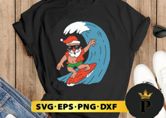 Official Santa Surfing Christmas SVG, Merry Christmas SVG, Xmas SVG PNG DXF EPS t shirt design online